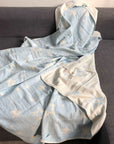 Luxury jacquard weave hammam towel, 100% organic cotton, constellations design, sky blue, stylish throw, premium soft, 140cm x 170cm by Wildash London at brixbailey.com