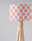Coral and White Drum Lampshade, Geometric Design Shade for Table, Floor or Ceiling Pendant Light