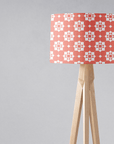 Coral and White Drum Lampshade, Victorian Tiles Design Shade for Table, Floor or Ceiling Pendant Light