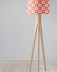 Coral and White Drum Lampshade, Victorian Tiles Design Shade for Table, Floor or Ceiling Pendant Light