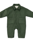 Corduroy Lined Winter Romper in Beige and Green