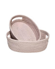 Cotswolds Oval Rattan Basket Pink - Set of 2