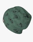 Cozy Cotton Beanie Hat in Stylish Green Dogs