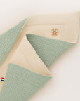 couverture en coton bio rex papate double face vert bebe GOTS bébé
