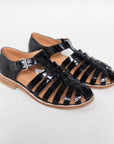 Black Croc Patent Leather Fisherman Sandals