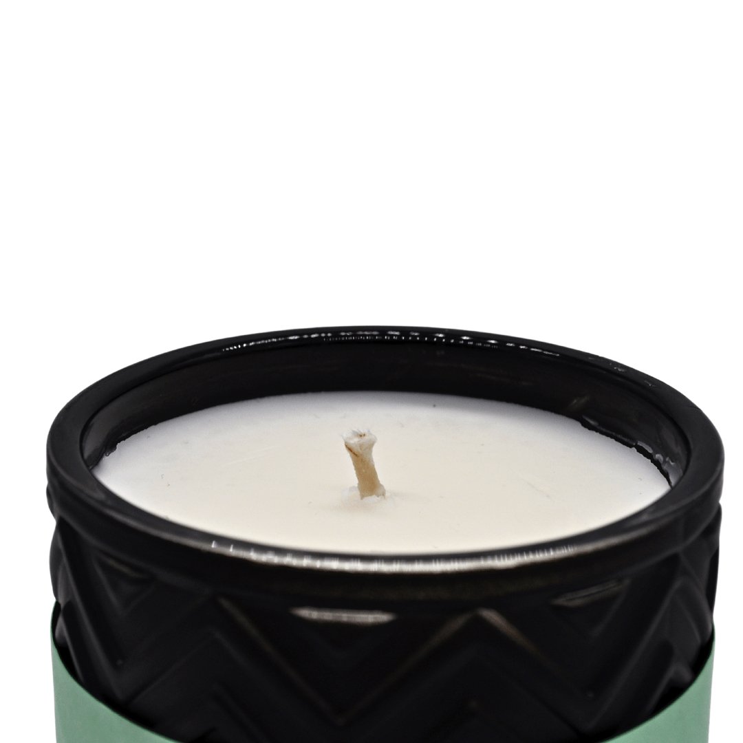 Luxury cucumber ginger mint aromatherapy candle, green floral scent with lemon, spearmint, lily, jasmine, musk, vegan friendly by Wolf & Wilde at brixbailey.com
