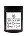 Luxury cucumber ginger mint aromatherapy candle, green floral scent with lemon, spearmint, jasmine, rose, musk, vegan friendly by Wolf & Wilde at brixbailey.com