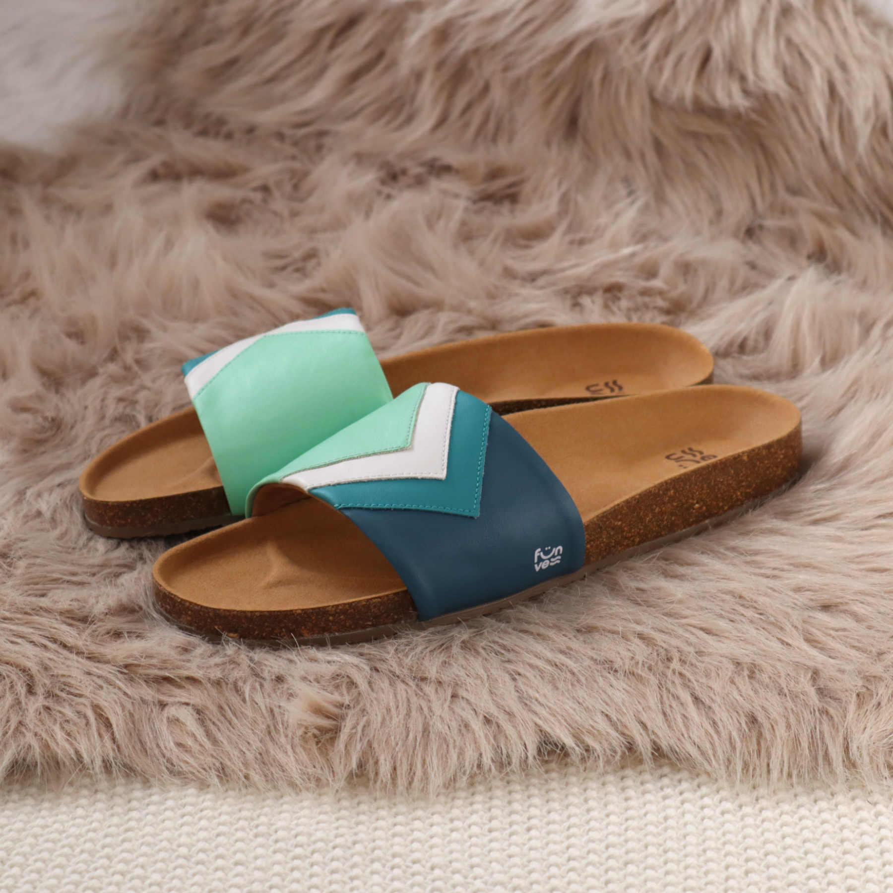 Women's mint green vegan sandals by CUCUMBER with anatomical footbed and grippy sole at www.brixbailey.com