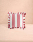 Pink Candy Cabana Stripe Ruffled Cushion Cover