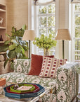 Vibrant Red and Gold Stripe Cushion Cover
