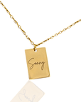 Custom engraved tiny tag necklace