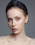 Elegant Top Knot Headband with Silk & Metallic Detail by Eva Oherjus at www.brixbailey.com