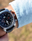 Black Leather Rally Watch Strap