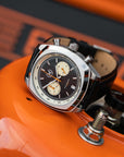 Black And Orange Leather Rally Watch Strap