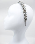 Selena Swarovski Crystal & Pearl Thin Silver Headband by Eva Oherjus at www.brixbailey.com