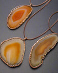 Red Agate Slice Necklace - Boho Pendant | Handmade by Blackbird & Sage