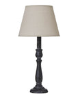 Black Distressed Wood Column Table Lamp