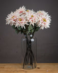 Lifelike pink artificial dahlia stem with realistic petals, 70cm tall, soft romantic hue, fade-resistant fabric. by sostter at brixbailey.com
