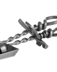 Handcrafted silver hearth set with twisted handles, matching brush and shovel, Victorian-inspired steel fireplace tools by Sostter at brixbailey.com