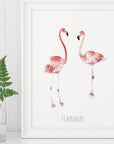 Personalised Watercolour Flamingo Art Print – Custom Nursery or Kids Room Decor, A3/A4/A5 Sizes