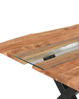 Live Edge River Dining Table with Glass Inlay