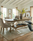 Rustic Pine and White Dining Bench