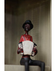 Handcrafted resin jazz band squeeze box figurine in warm brown, vintage music decor for home or office by sostter at brixbailey.com