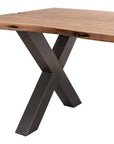 Handcrafted acacia wood live edge dining table with grey metal legs, natural brown wood grain, modern rustic design. by sostter at brixbailey.com