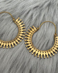 Soleil Mandala Brass Hoops – Ethnic Boho Statement Earrings.