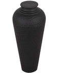 Matte Black Hammered Steel Vase with Lid