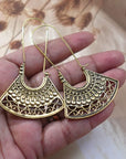 Fan-Shaped Tribal Brass/Silver Earrings