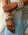 Textured Brass Wrap Ring – Gold/Silver Adjustable Boho Statement Rings.