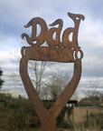 Rusty Metal Dad On A Spade Garden Decoration , Dad Remembrance Gift