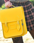 Handmade Leather City Backpack - Pastel Daffodil Yellow