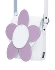 Handmade Leather Daisy Barrel Bag - White & Violet