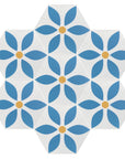 Daisy porcelain tile, luxury modern blue and white floral anti-slip tile, premium durable ceramic for interior and exterior by Maria Starling Design at brixbailey.com