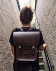Handmade Leather City Backpack - Dark Brown