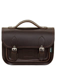 Leather Midi Satchel - Dark Brown