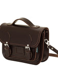 Leather Midi Satchel - Dark Brown