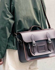Handmade Leather Satchel - Dark Brown