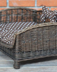 Wicker Pet Bed with Cushion and Bone Toy