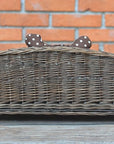 Wicker Pet Bed with Cushion and Bone Toy
