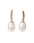 Pearl Drop Earrings in Rose Gold and Silver