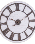 Handcrafted rustic wooden clock with whitewashed finish and antique brass numerals, 68cm farmhouse wall decor by Sostter at brixbailey.com