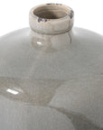 Handcrafted grey ceramic vase with distressed finish, artisanal symmetrical design for modern or traditional decor. by sostter at brixbailey.com