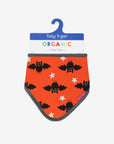 Premium organic baby bandana bib, soft 100% GOTS certified cotton, adjustable snap closure, stylish bat print, absorbent washable fabric by Toby Tiger at brixbailey.com
