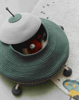 Next stop: Mars! Visit another planet with the UFO Basket and its friendly mini fabric alien! - Unique & Eco-Friendly Toy Storage by Lorena Canals at www.brixbailey.com
