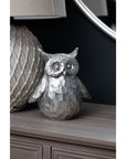 Silver Ceramic Owl Figurine Olive the Wise