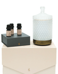 Geo Cut Glass Aroma Diffuser with Live Calm Essential Oil Set