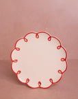 Rosy Red Scalloped Lunch Plate - Set of 4